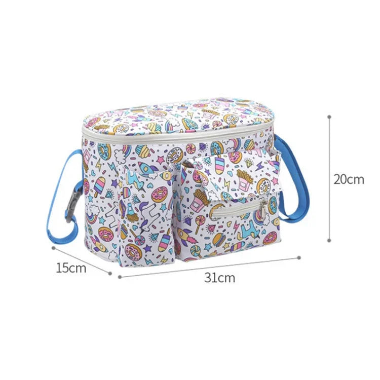 Túi treo xe đẩy đa năng đựng đồ cho bé, Ngựa trắng nhỏ, Nấm hoa, Gấu đu đưa, Alpaca vàng, Thiên nga đen