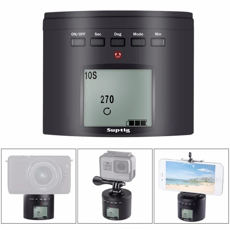 Suptig RSX-350 Đầu Quay Toàn Cảnh 360 Độ Có Động Cơ, Giá Đỡ Chân Máy Ổn Định Quay Time Lapse, Giá Đỡ Xoay cho GoPro HERO9 /8 /7 /6 /5 /5 Session /4 Session /4 /3+ /3 /2 /1, Xiaoyi và Các Máy Quay Hành Động Khác