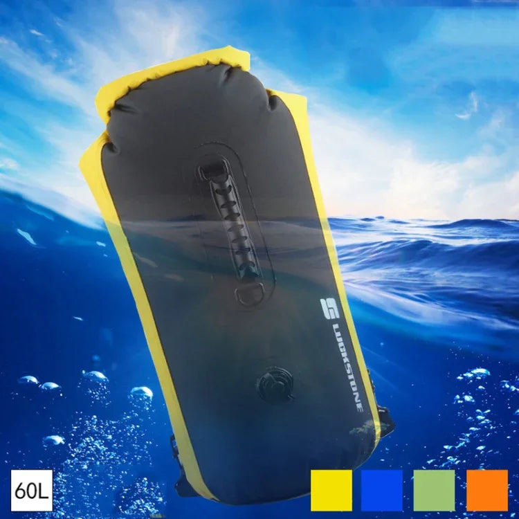 Ba lô chống nước 60L LUCKSTONE cho leo núi và trượt sông ngoài trời, túi đeo vai, túi bơi bơm hơi, túi xách xô, 60L