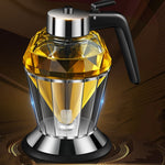 Bình dầu hình kim cương bằng thủy tinh chống bụi, chai đựng giấm dầu đa năng bấm một lần cho nhà bếp, bình dầu hình kim cương