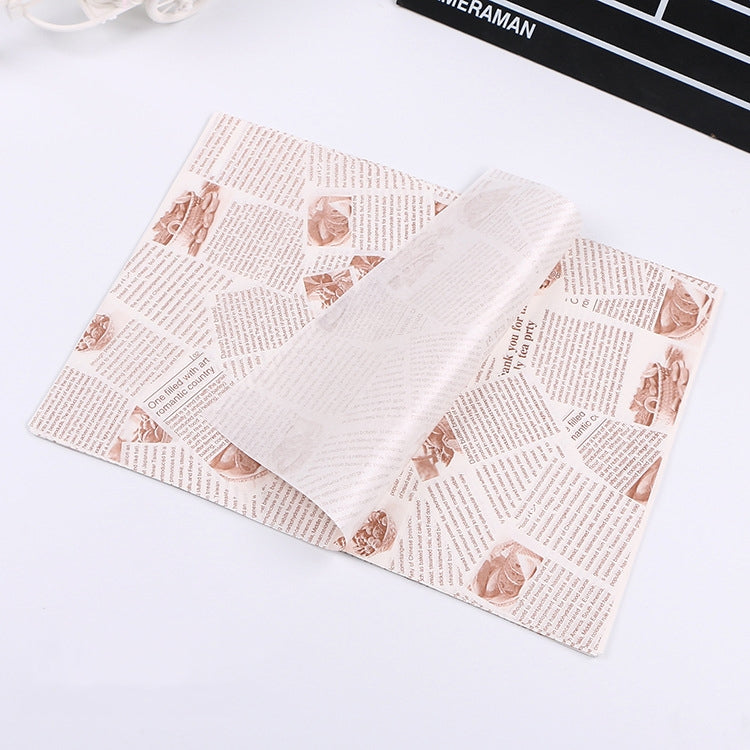 100 tờ / gói Giấy chống dầu cho bánh, giấy đóng gói, giấy đĩa, giấy hamburger, màu: Báo cổ điển, Báo cổ điển, Màu bánh ngọt, Tháp cam, Tiếng Anh trắng, Tiếng Anh cà phê, Tiếng Anh lúa mì, Trắng tinh khiết, Giấy kraft dày, Tháp xám