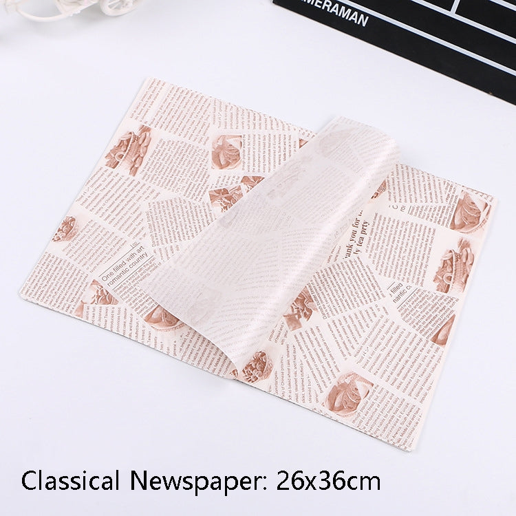 100 tờ / gói Giấy chống dầu cho bánh, giấy đóng gói, giấy đĩa, giấy hamburger, màu: Báo cổ điển, Báo cổ điển, Màu bánh ngọt, Tháp cam, Tiếng Anh trắng, Tiếng Anh cà phê, Tiếng Anh lúa mì, Trắng tinh khiết, Giấy kraft dày, Tháp xám