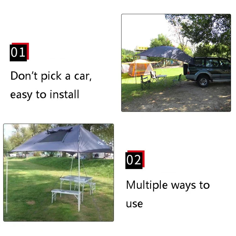 LADUTA lều bên xe cắm trại tự lái ngoài trời, lều mở rộng đuôi xe, màu xám xanh, sơn bạc