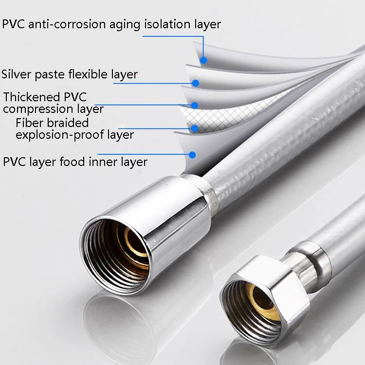 Dây sen vòi hoa sen nước nóng inox phòng tắm, vòi sen PVC, dây 1,5m màu bạc, 2m màu bạc, 1,5m màu vàng, 2m màu vàng