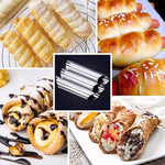 Bộ 20 khuôn bánh sừng bò xoắn đôi đầu nghiêng bằng thép không gỉ, chống dính, dụng cụ làm bánh sừng bò