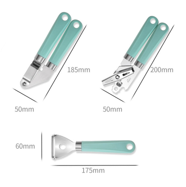 Bộ dụng cụ nhà bếp 9 trong 1 cán nhựa thép không gỉ, màu xanh lam, đen