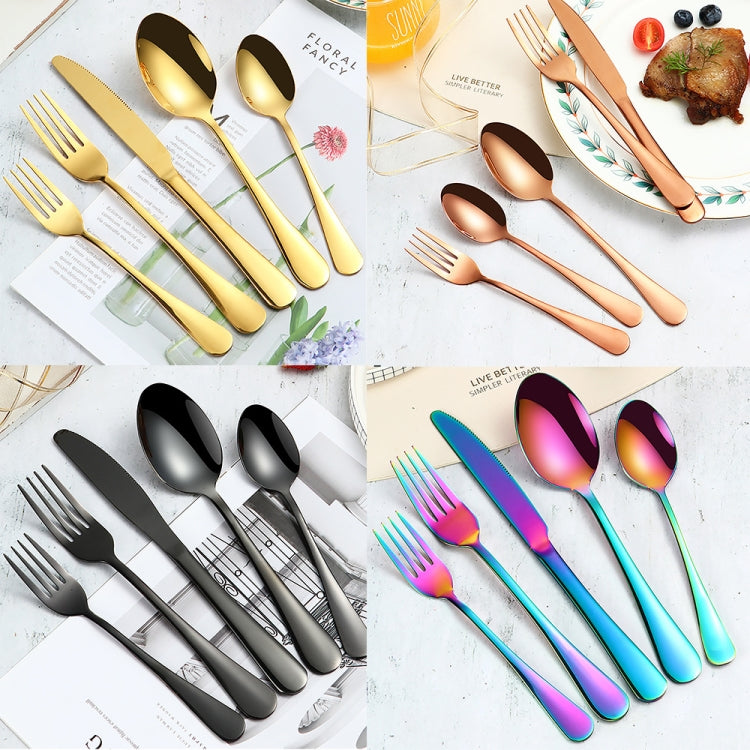 Bộ dao ăn bít tết bằng thép không gỉ 20 trong 1, Màu thật, Vàng, Vàng hồng, Nhiều màu, Đen