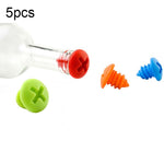 5 Nút Chai Bảo Quản Rượu Vang Đỏ Hình Vít Bằng Silicone Giao Màu Ngẫu Nhiên, Hình Vít