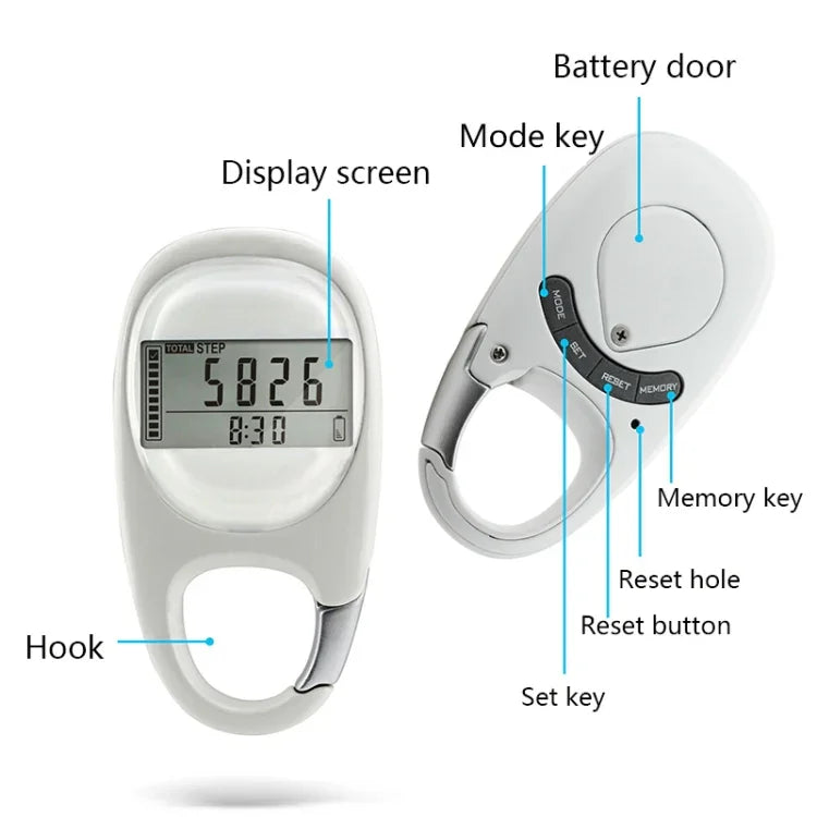 Móc khóa carabiner đếm bước chân 3D, móc khóa carabiner