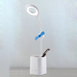 Đèn bàn quạt LED WS-8010, đèn bàn cạnh giường USB gấp được, giọt nước, vòng, giá đỡ bút cánh quạt trắng, giá đỡ bút cánh quạt vàng, giá đỡ bút cánh quạt xanh dương, giá đỡ bút cánh quạt xanh lá