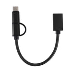 USB 3.0 Female to Micro USB + USB-C / Type-C Male Charging + Transmission OTG Nylon Braided Adapter Cable, Cable Length: 19cm, Golden, Silver, Black, Pink, Blue, Red