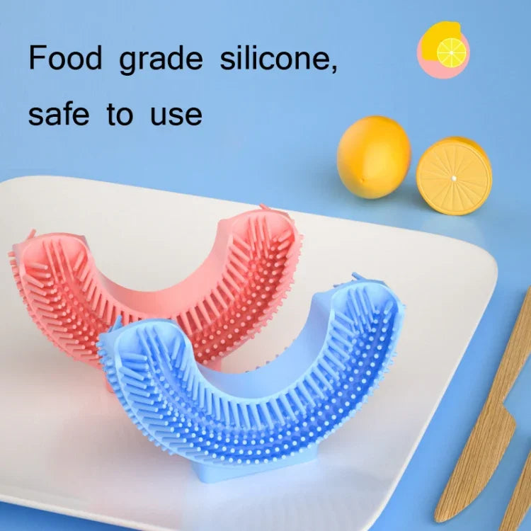 Đầu bàn chải thay thế silicone hình chữ U cho bàn chải điện dùng cho trẻ 2-8 tuổi, màu hồng, xanh dương