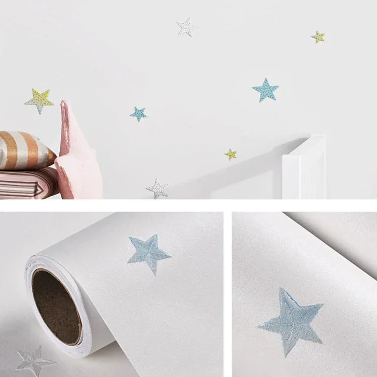 Decal dán tường tự dính 3D hình sao và mặt trăng phong cách Địa Trung Hải cho phòng trẻ em, 0,53 x 3m