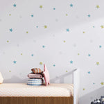Decal dán tường tự dính 3D hình sao và mặt trăng phong cách Địa Trung Hải cho phòng trẻ em, 0,53 x 3m