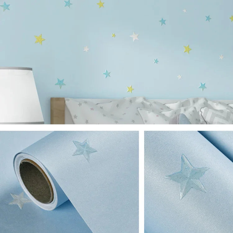 Decal dán tường tự dính 3D hình sao và mặt trăng phong cách Địa Trung Hải cho phòng trẻ em, 0,53 x 3m