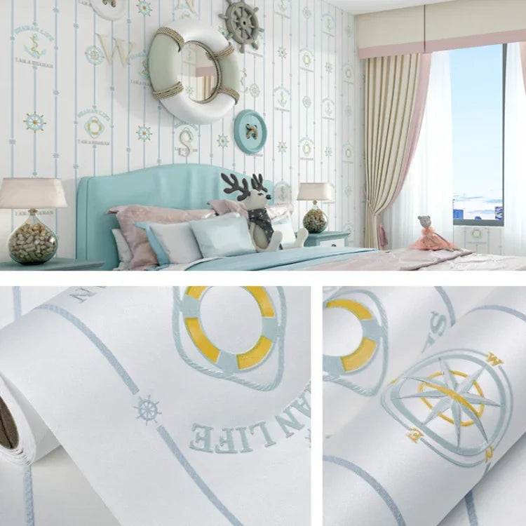 Decal dán tường tự dính 3D hình sao và mặt trăng phong cách Địa Trung Hải cho phòng trẻ em, 0,53 x 3m
