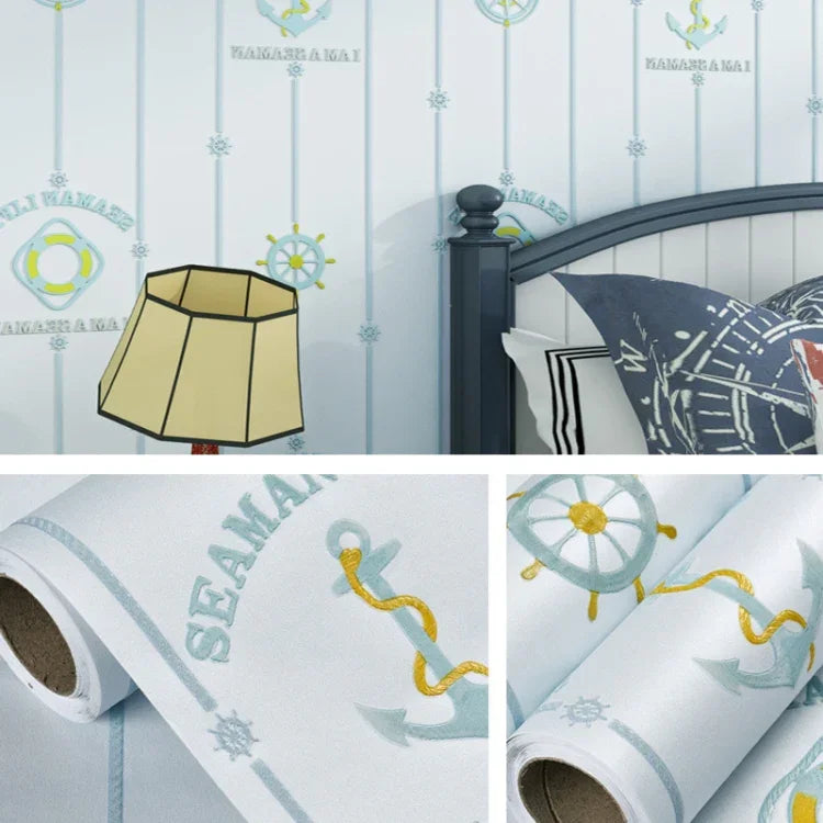 Decal dán tường tự dính 3D hình sao và mặt trăng phong cách Địa Trung Hải cho phòng trẻ em, 0,53 x 3m