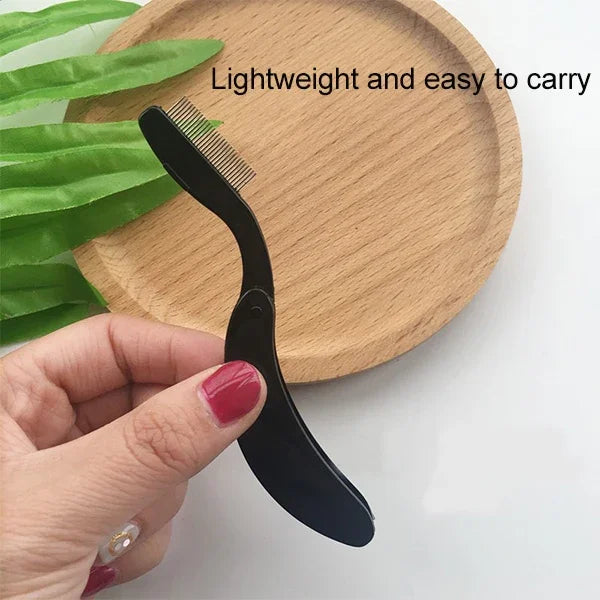 Lược Mi Gấp Mới Dụng Cụ Tách Mi Mascara Nâng Cong Kim Loại, Đen, Hồng