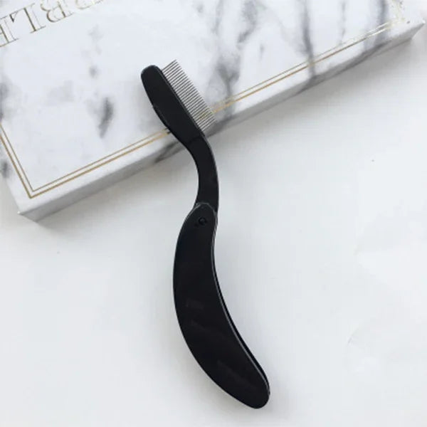 Lược Mi Gấp Mới Dụng Cụ Tách Mi Mascara Nâng Cong Kim Loại, Đen, Hồng