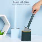 Bàn chải toilet cán dài bằng nhựa mềm TPR làm sạch khử trùng, màu trắng, hồng, xanh nhạt, xanh lá