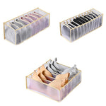 Hộp Đựng Đồ Lót 3 Trong 1 Hộp Đựng Tất Gấp Gọn Gia Đình, Màu Be, Xám