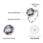 Nhẫn đá quý zircon bảy màu, nhẫn trang sức bạc 925 nguyên khối, size 6, 7, 8, 9, 10