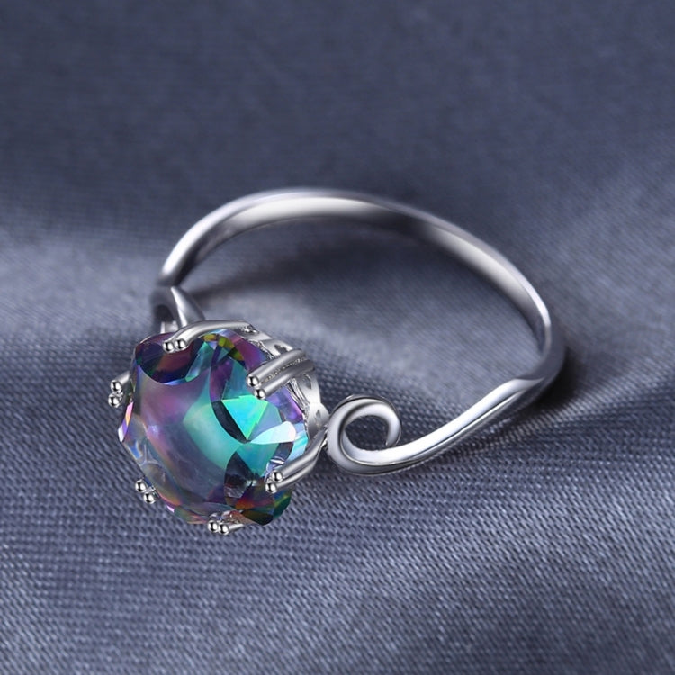 Nhẫn đá quý zircon bảy màu, nhẫn trang sức bạc 925 nguyên khối, size 6, 7, 8, 9, 10