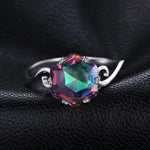 Nhẫn đá quý zircon bảy màu, nhẫn trang sức bạc 925 nguyên khối, size 6, 7, 8, 9, 10