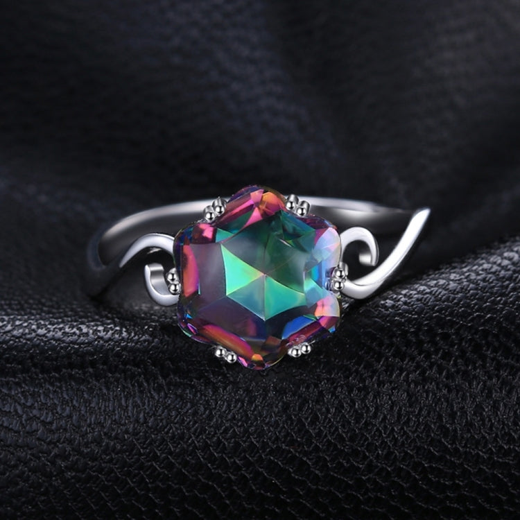 Nhẫn đá quý zircon bảy màu, nhẫn trang sức bạc 925 nguyên khối, size 6, 7, 8, 9, 10