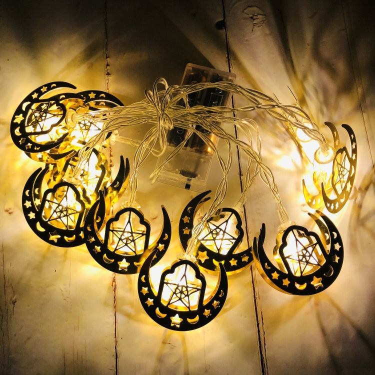 Đèn dây LED hình sao và mặt trăng Eid Al-Fitr trang trí lễ hội Ramadan, dài 1,65m 10 đèn LED, dài 3m 20 đèn LED