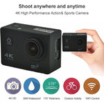 Camera hành động chống nước WIFI quay phim thể thao 4K, camera lặn siêu nhỏ 60FPS, camera mũ bảo hiểm xe đạp dưới nước, camera thể thao 1080P