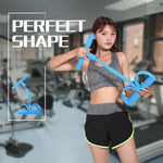 Dụng cụ tập bụng đa năng với dây đàn hồi bốn ống kéo bàn đạp, hỗ trợ tập cơ bụng, màu xanh lá, tím, xanh dương, đỏ, vàng