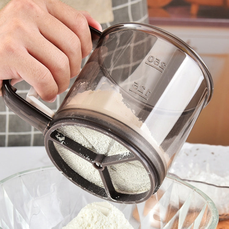 Rây bột cầm tay tiện lợi, rây đường bột, dụng cụ làm bánh, màu nâu trong suốt
