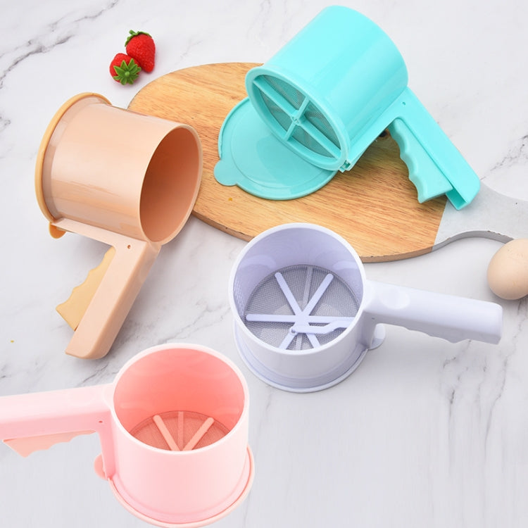 Dụng cụ làm bánh rây bột bán tự động cầm tay tiện lợi, màu xanh dương, cam, trắng, hồng
