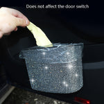 Car-Studded Trash Can Personality Car Hanging Trash Bag Multi-Function Car Storage Box, Colorful Diamonds, White Diamonds