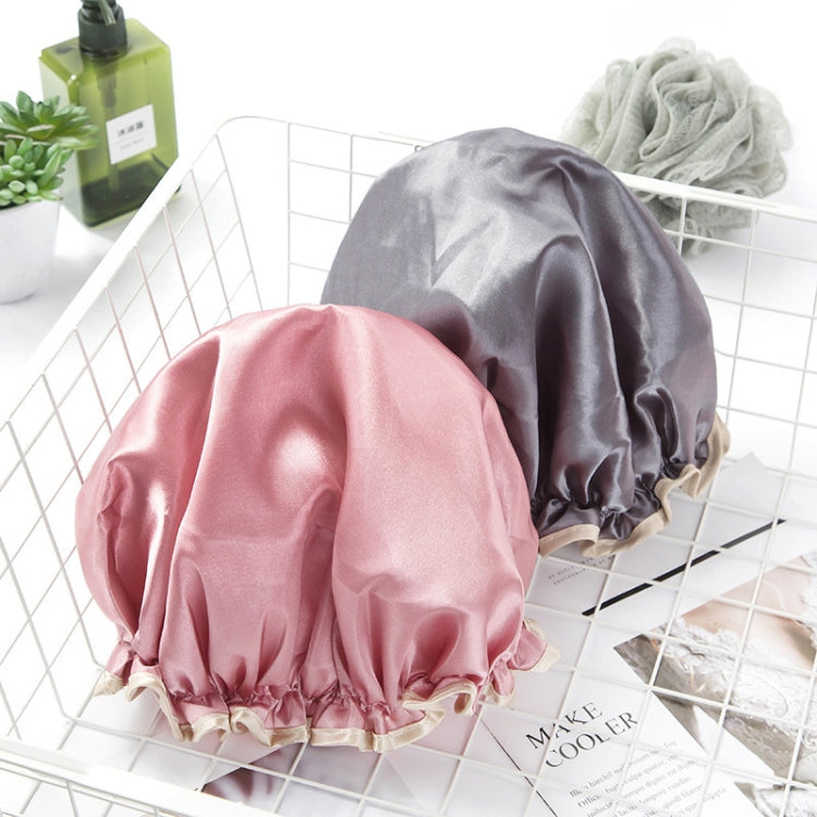 Mũ tắm chống thấm đôi satin dày đẹp cho nữ, màu hồng, vàng, xám