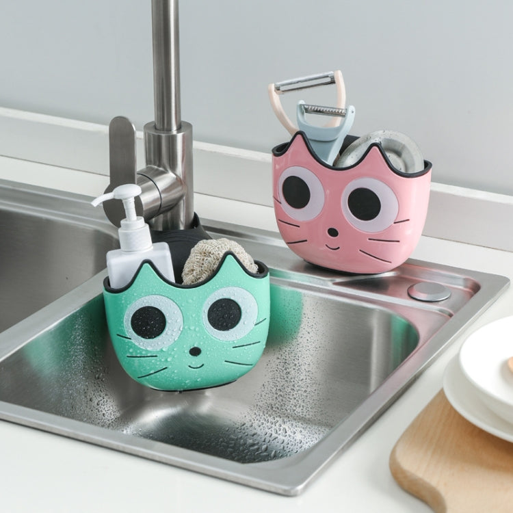 Túi treo thoát nước bồn rửa bát hoạt hình đa chức năng, có khóa điều chỉnh, giỏ đựng đồ nhà tắm, màu hồng, xanh dương, xanh lá