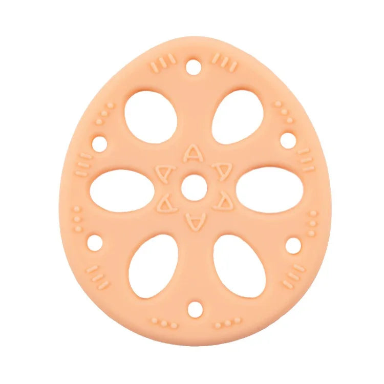 M010093 Viên silicon hình củ sen cho bé mọc răng, đồ chơi molar, đồ dùng mẹ và bé, màu be có dây đeo, hồng, vàng, xanh, be, hồng có dây đeo, vàng có dây đeo, xanh có dây đeo, be có dây đeo