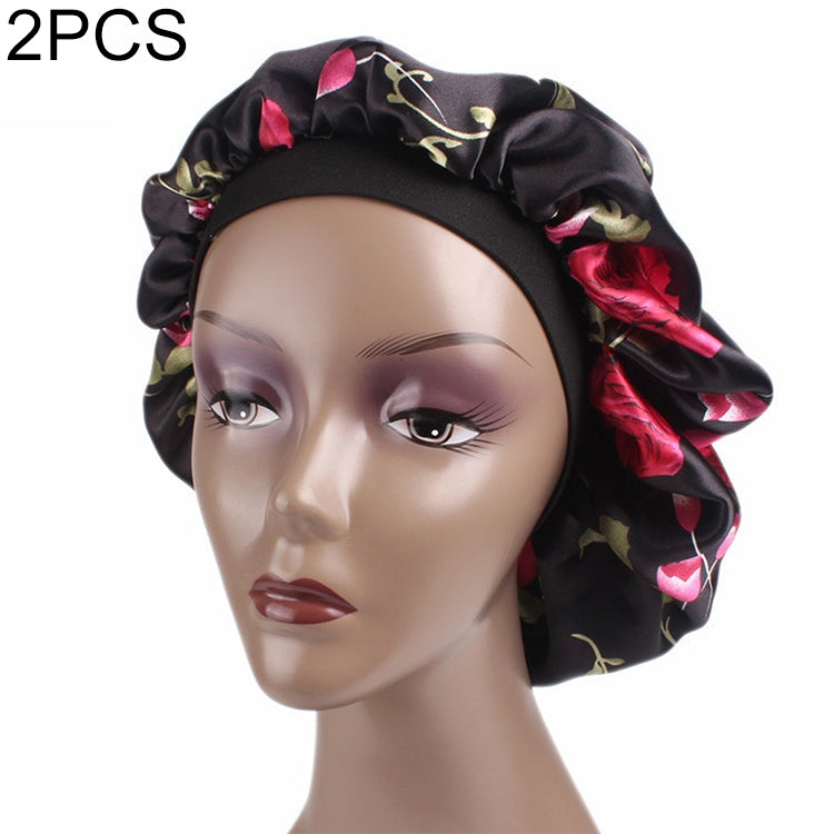 2 cái mũ ngủ satin cho nữ mũ trùm đầu bằng lụa băng chun rộng
