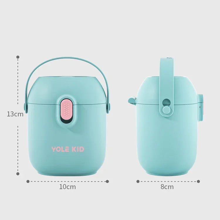 2 hộp sữa bột YOLE KID cho bé, dung tích lớn, hộp đựng bột di động, hộp đựng thực phẩm bổ sung cho bé, kín khí, màu vàng mù tạt, xanh matcha, xanh ô liu, xanh công, đỏ son, hồng phấn