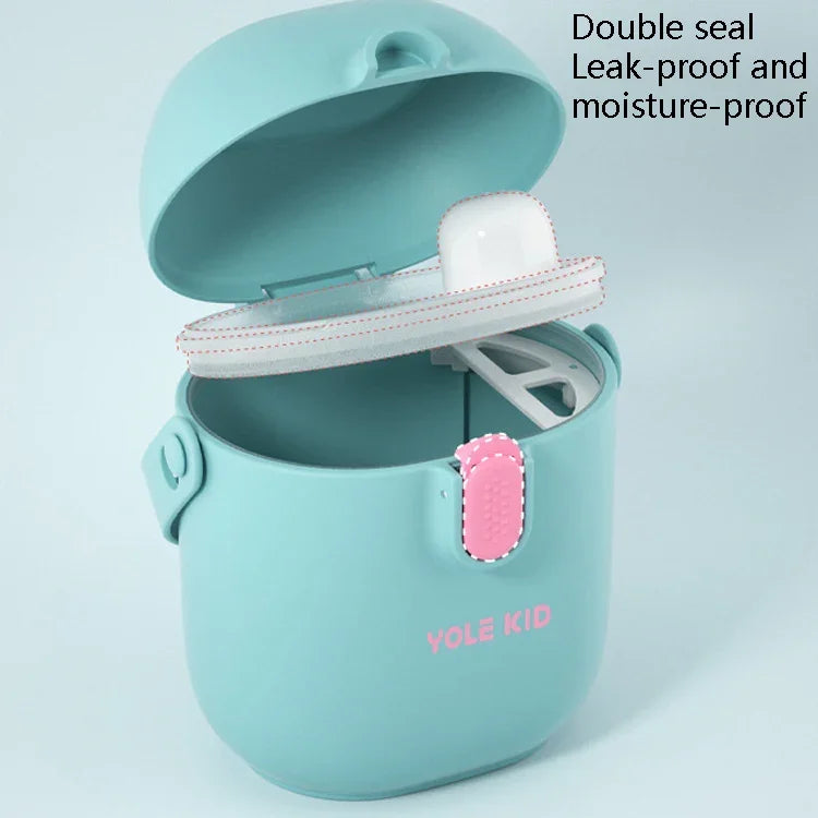 2 hộp sữa bột YOLE KID cho bé, dung tích lớn, hộp đựng bột di động, hộp đựng thực phẩm bổ sung cho bé, kín khí, màu vàng mù tạt, xanh matcha, xanh ô liu, xanh công, đỏ son, hồng phấn