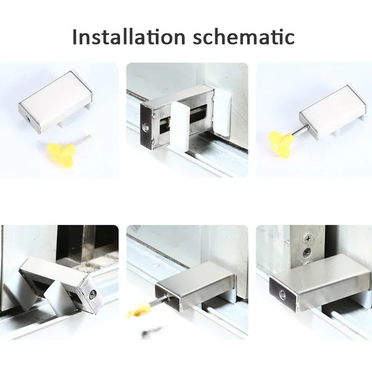 2 khóa cửa sổ cửa nhôm bảo vệ trẻ em, khóa an toàn chống trộm, chìa lục giác, chìa chữ thập