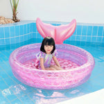 Bể bơi bơm hơi hình nàng tiên cá màu hồng cho trẻ em và bé, đệm hơi nổi tròn, 90cm, 120cm, 150cm