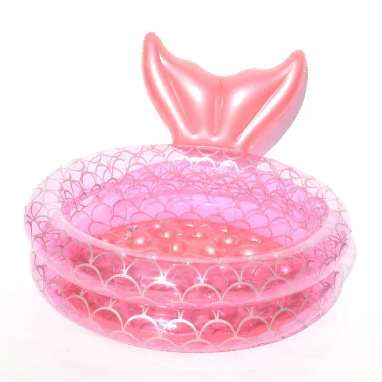 Bể bơi bơm hơi hình nàng tiên cá màu hồng cho trẻ em và bé, đệm hơi nổi tròn, 90cm, 120cm, 150cm