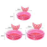 Bể bơi bơm hơi hình nàng tiên cá màu hồng cho trẻ em và bé, đệm hơi nổi tròn, 90cm, 120cm, 150cm