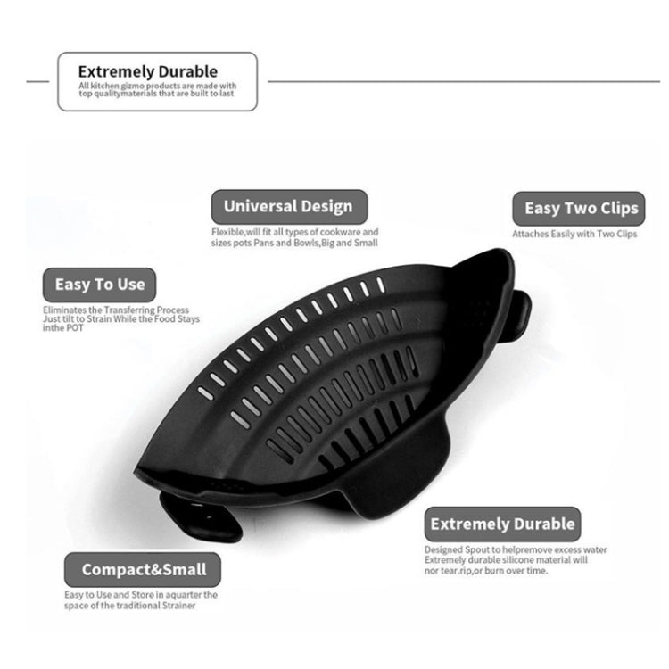 Rổ thoát nước miệng rộng silicone bên nồi thoát nước để chặn lọc trái cây mì, xanh lá, đỏ, xám đậm, đen, tím, cam