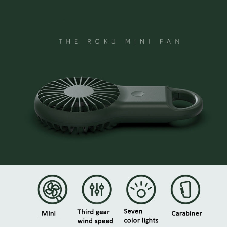 Quạt mini cầm tay bỏ túi nhỏ gọn sạc di động quạt USB ngoài trời có đèn 7 màu, Hồng, Xanh lính, Cam