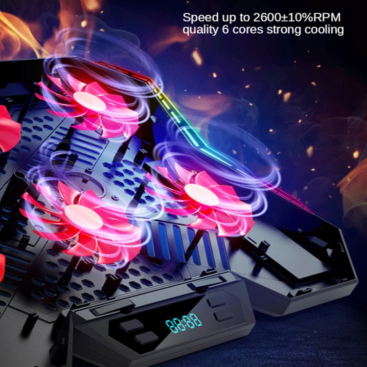 Đế làm mát laptop COOLCOLD RGB với sáu quạt điều chỉnh tốc độ, phiên bản màu 5V, phiên bản chạm 5V 12 Symphony