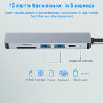 Trạm kết nối HUB đa chức năng 6 trong 1 USB-C / Type-C sang 4K HDMI + khe thẻ SD / TF + sạc PD USB-C / Type-C + 2 cổng USB 3.0, 6 trong 1
