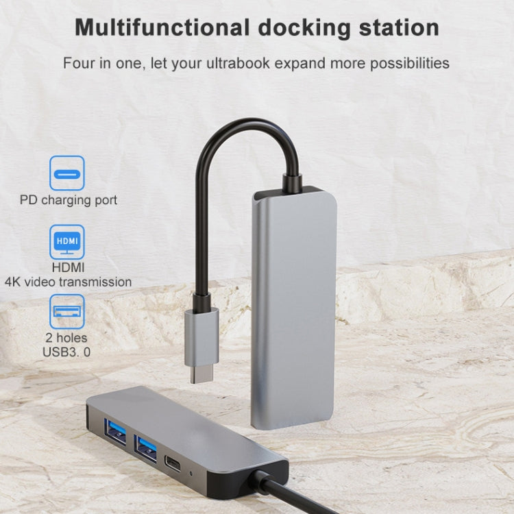 Trạm kết nối HUB đa chức năng BYL-2011 4 trong 1 USB-C / Type-C sang 4K HDMI + USB 3.0 + USB 2.0 + sạc PD USB-C / Type-C, 4 trong 1